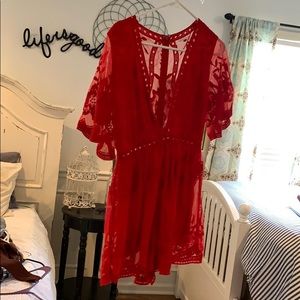 Red lacy romper
